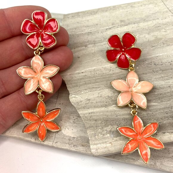 NEW~ Anthropologie Baublebar Colorful Flower Drop Earrings - Picture 6 of 7
